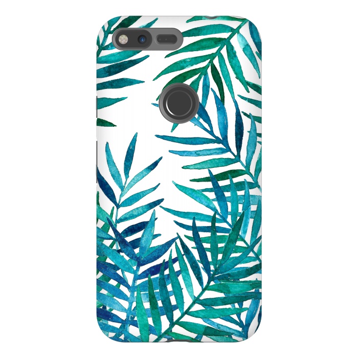 Pixel XL StrongFit Watercolor Palm Leaves on White by Micklyn Le Feuvre