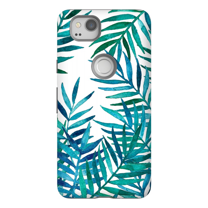 Pixel 2 StrongFit Watercolor Palm Leaves on White by Micklyn Le Feuvre