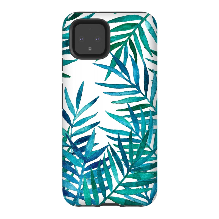 Pixel 4 StrongFit Watercolor Palm Leaves on White by Micklyn Le Feuvre