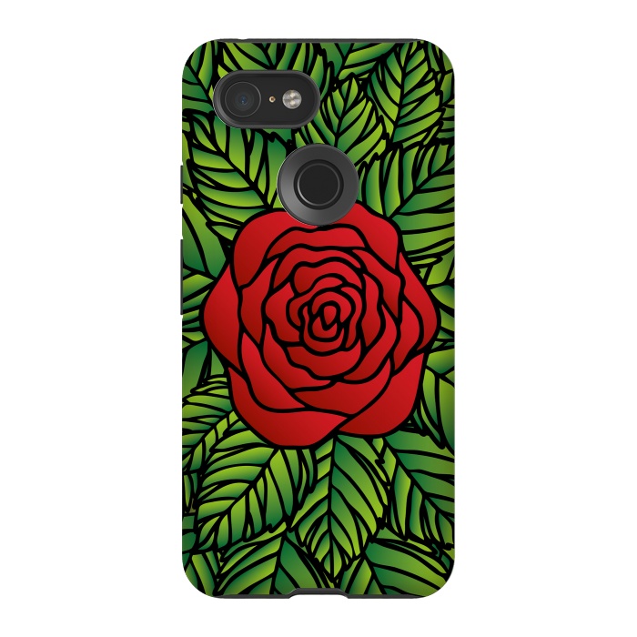 Pixel 3 StrongFit Red Rose by Majoih