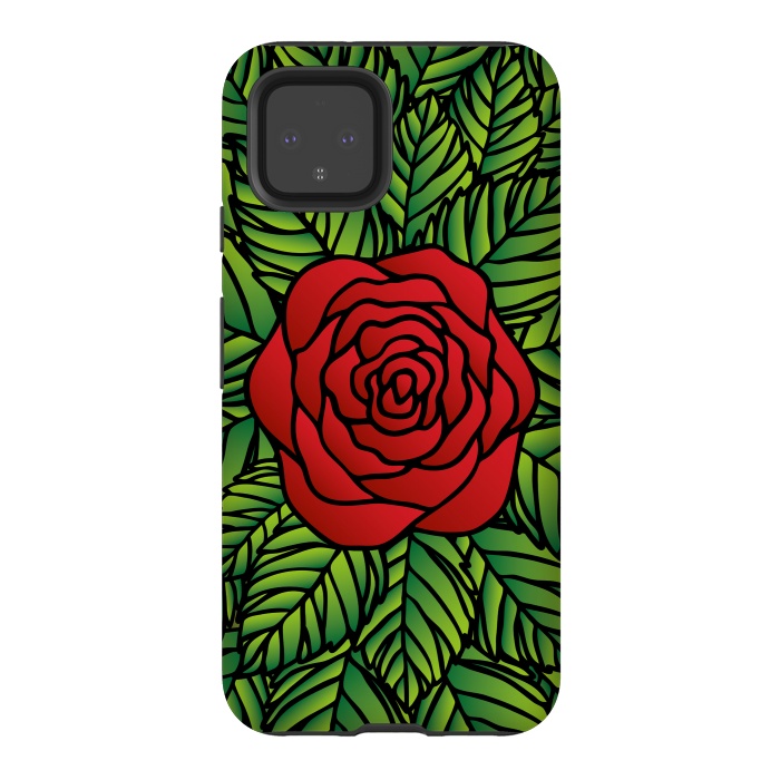 Pixel 4 StrongFit Red Rose by Majoih