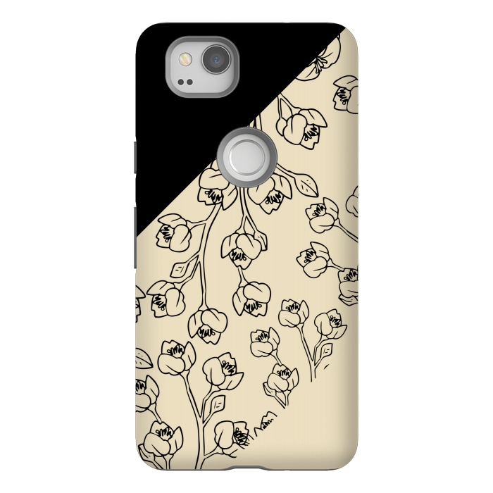 Pixel 2 StrongFit floral offwhite pattern by MALLIKA