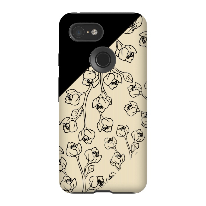 Pixel 3 StrongFit floral offwhite pattern by MALLIKA