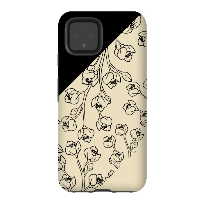 Pixel 4 StrongFit floral offwhite pattern by MALLIKA