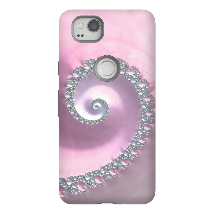 Pixel 2 StrongFit Pink Pastel Fractal Swirl by Andrea Haase