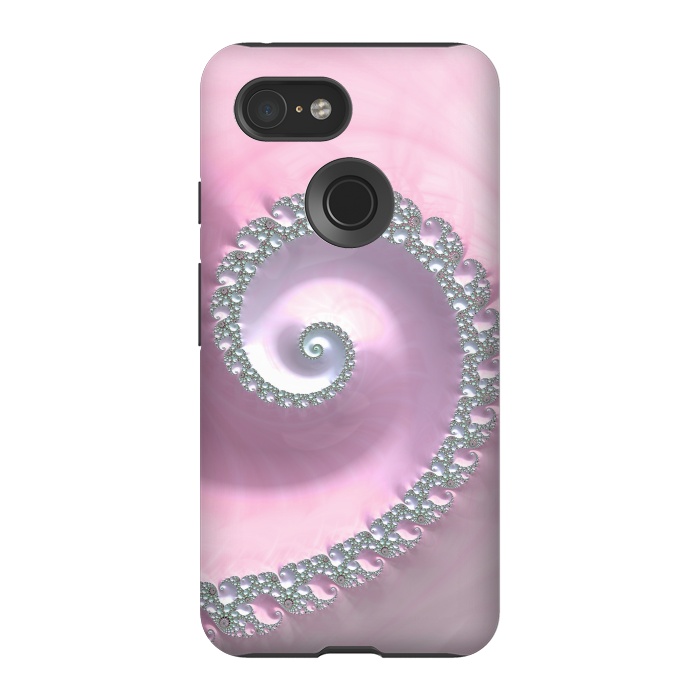 Pixel 3 StrongFit Pink Pastel Fractal Swirl by Andrea Haase