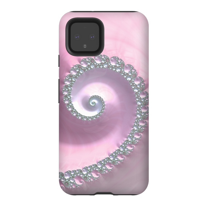 Pixel 4 StrongFit Pink Pastel Fractal Swirl by Andrea Haase