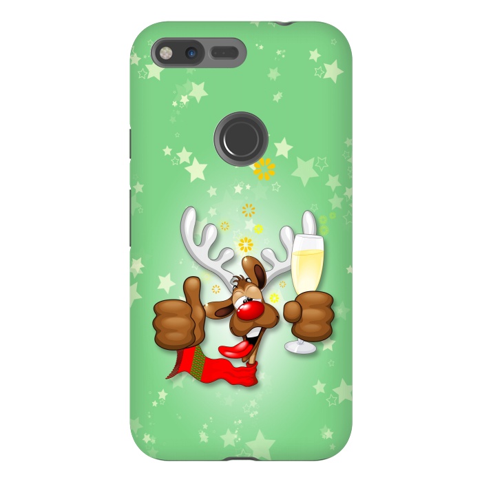 Pixel XL StrongFit Reindeer Drunk Funny Christmas Character by BluedarkArt