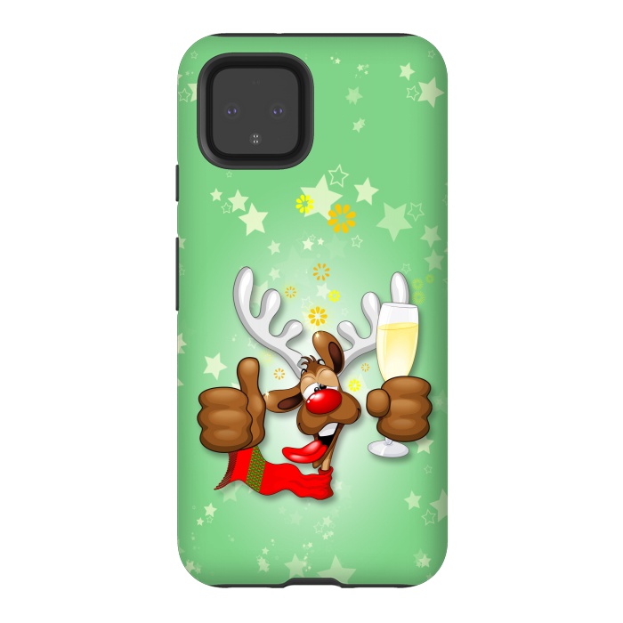 Pixel 4 StrongFit Reindeer Drunk Funny Christmas Character by BluedarkArt