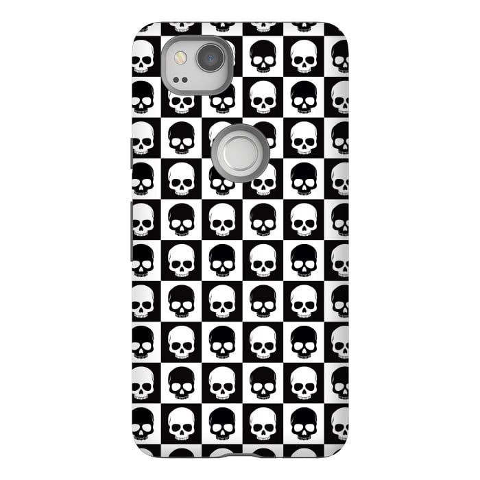 Pixel 2 StrongFit Checkered Skulls Pattern I by Art Design Works