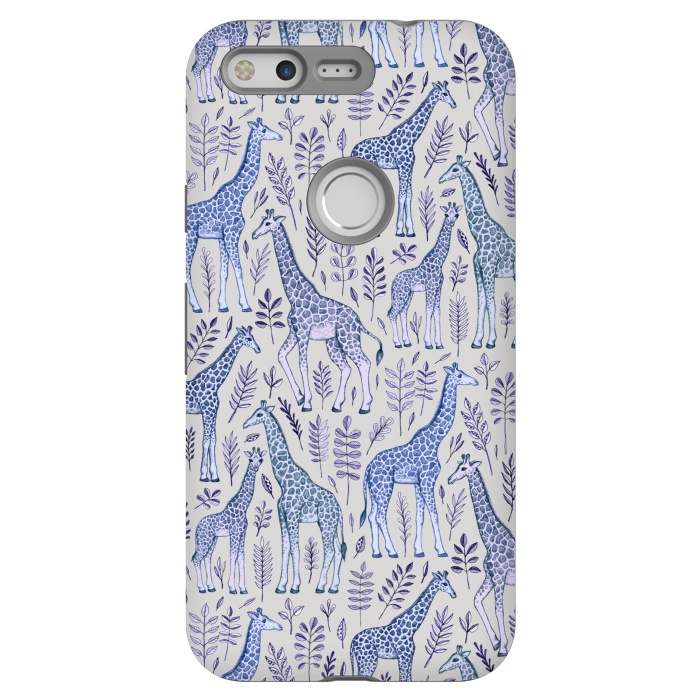 Pixel StrongFit Little Giraffes in Blue, Purple and Grey by Micklyn Le Feuvre