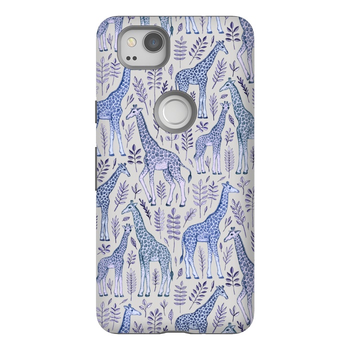 Pixel 2 StrongFit Little Giraffes in Blue, Purple and Grey by Micklyn Le Feuvre