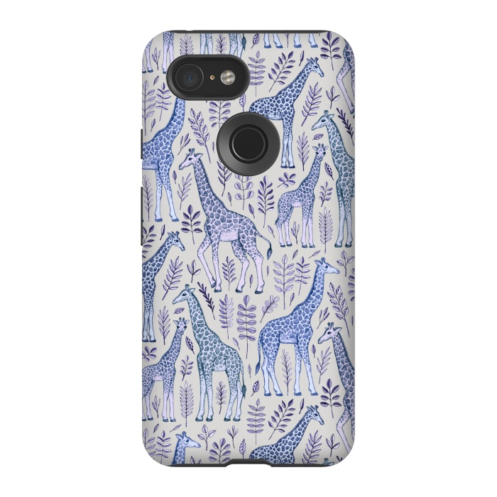 Pixel 3 StrongFit Little Giraffes in Blue, Purple and Grey by Micklyn Le Feuvre