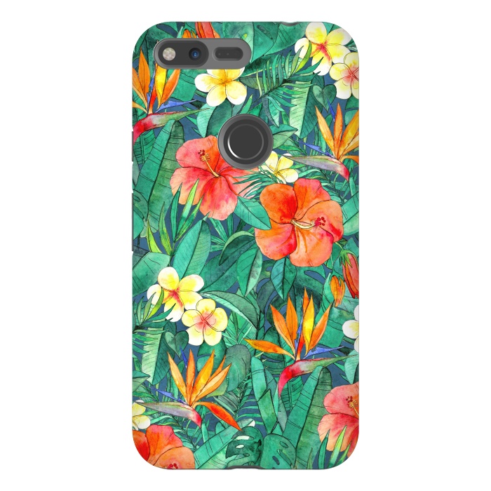 Pixel XL StrongFit Classic Tropical Garden in Watercolor by Micklyn Le Feuvre
