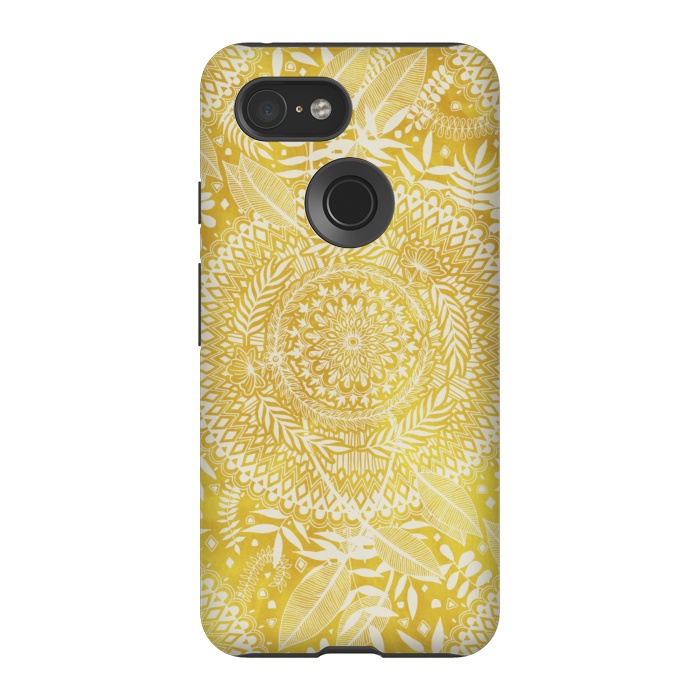 Pixel 3 StrongFit Medallion Pattern in Mustard and Cream by Micklyn Le Feuvre