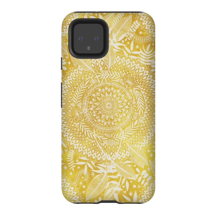 Pixel 4 StrongFit Medallion Pattern in Mustard and Cream by Micklyn Le Feuvre