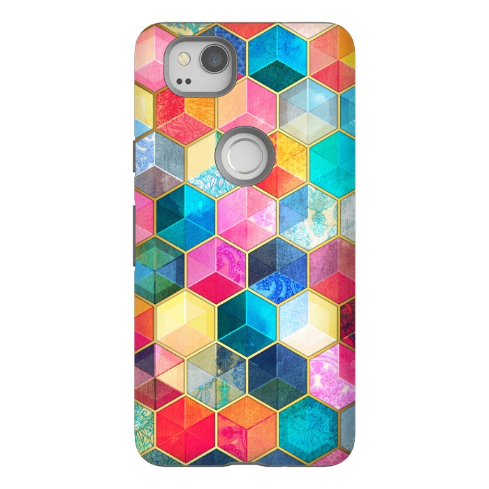 Pixel 2 StrongFit Crystal Bohemian Honeycomb Cubes by Micklyn Le Feuvre