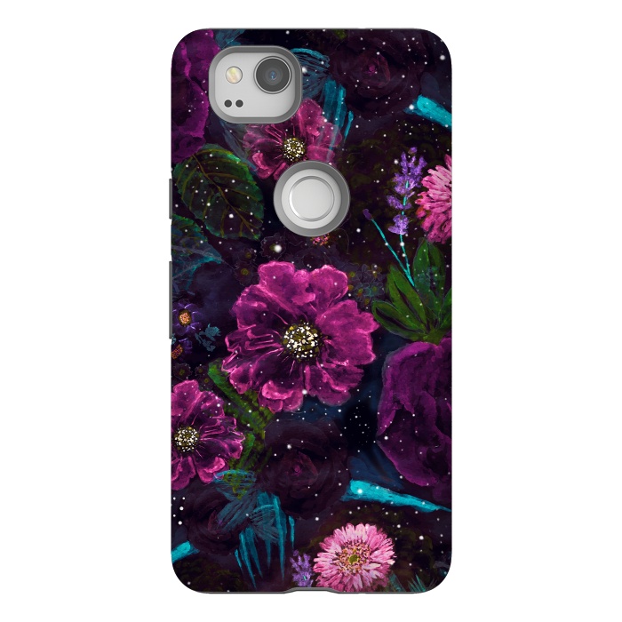 Pixel 2 StrongFit Whimsical Watercolor night garden floral hand paint  by InovArts