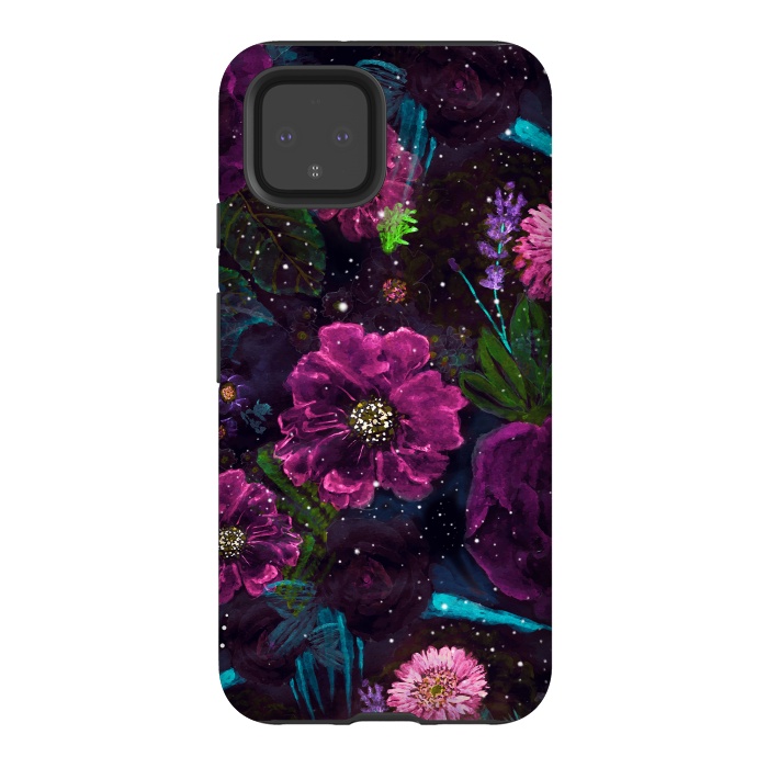 Pixel 4 StrongFit Whimsical Watercolor night garden floral hand paint  by InovArts