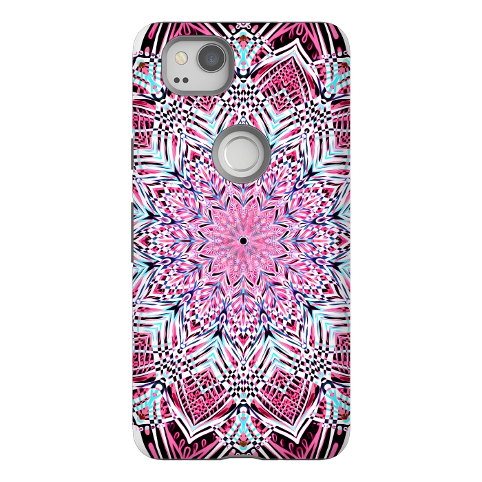 Pixel 2 StrongFit Berry Pink Detailed Mandala by Micklyn Le Feuvre