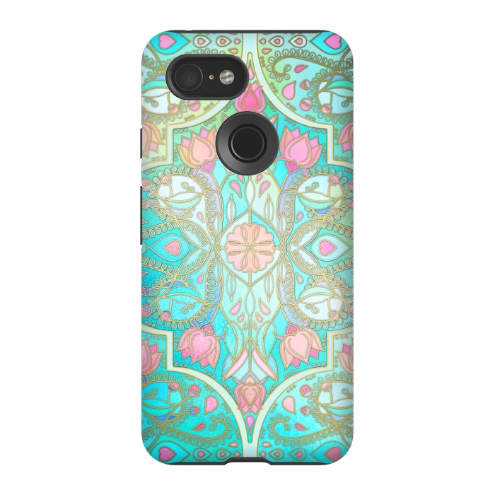 Pixel 3 StrongFit Floral Moroccan in Spring Pastels by Micklyn Le Feuvre