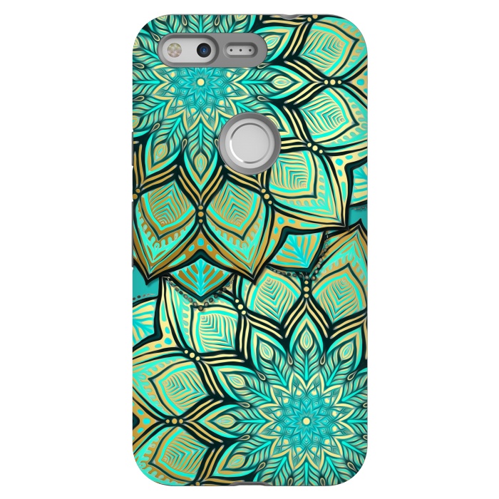 Pixel StrongFit Emerald and Teal Gilded Mandala by Micklyn Le Feuvre