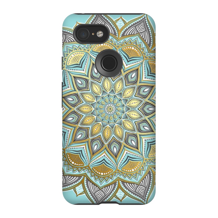 Pixel 3 StrongFit Sunny Skies Gilded Lace Medallion by Micklyn Le Feuvre