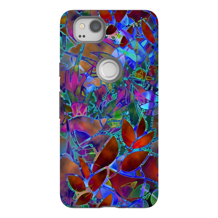 Pixel 2 StrongFit Floral Abstract Stained Glass G174 by Medusa GraphicArt