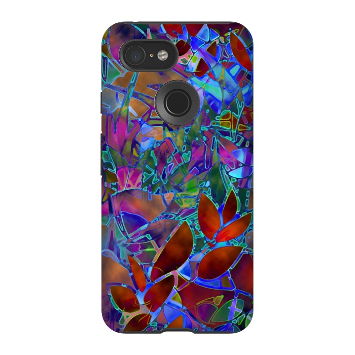 Pixel 3 StrongFit Floral Abstract Stained Glass G174 by Medusa GraphicArt