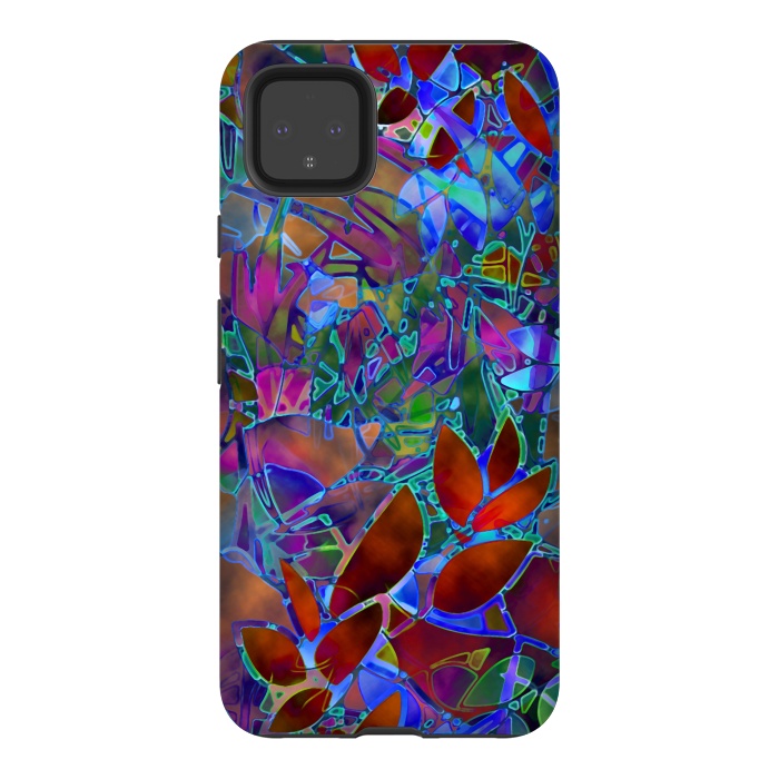 Pixel 4XL StrongFit Floral Abstract Stained Glass G174 by Medusa GraphicArt