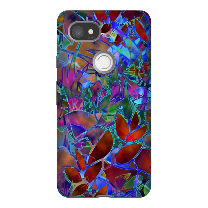 Pixel 2XL StrongFit Floral Abstract Stained Glass G174 by Medusa GraphicArt