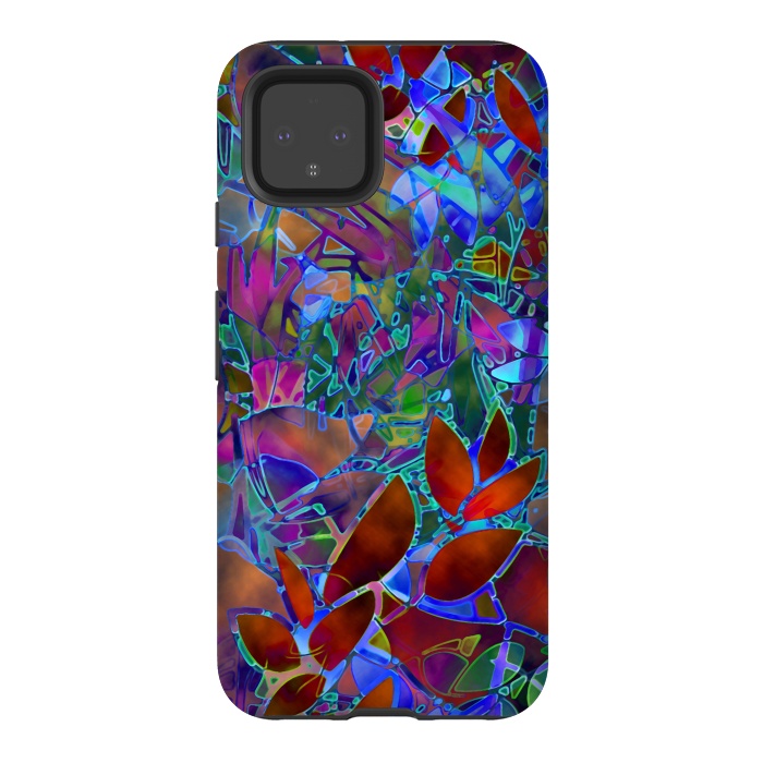 Pixel 4 StrongFit Floral Abstract Stained Glass G174 by Medusa GraphicArt