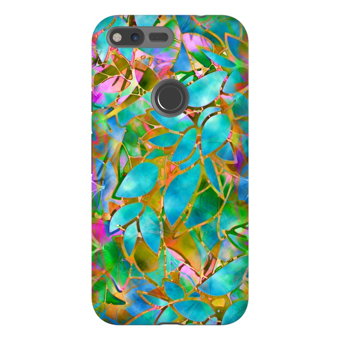 Pixel XL StrongFit Floral Abstract Stained Glass G265  by Medusa GraphicArt