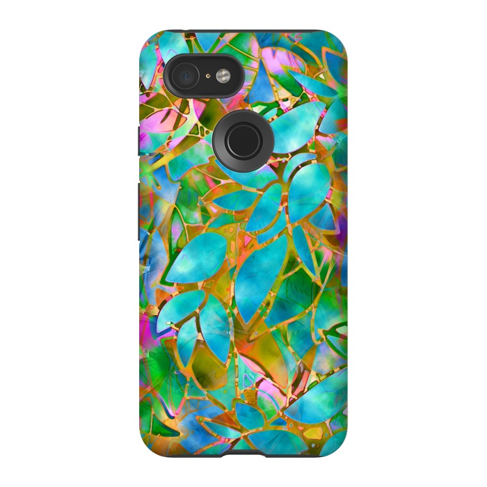 Pixel 3 StrongFit Floral Abstract Stained Glass G265  by Medusa GraphicArt