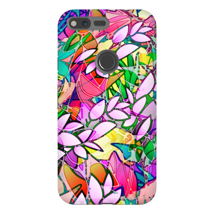 Pixel XL StrongFit Grunge Art Floral Abstract G130  by Medusa GraphicArt