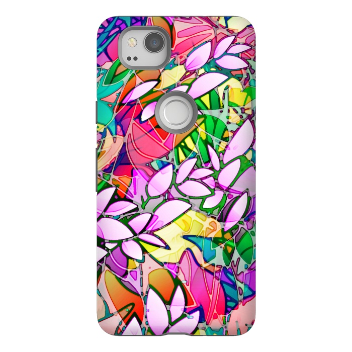 Pixel 2 StrongFit Grunge Art Floral Abstract G130  by Medusa GraphicArt