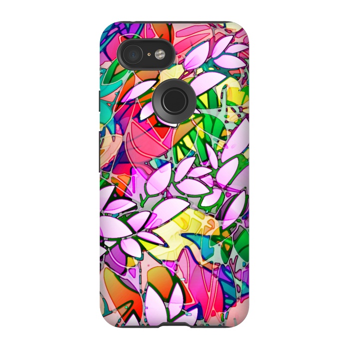 Pixel 3 StrongFit Grunge Art Floral Abstract G130  by Medusa GraphicArt