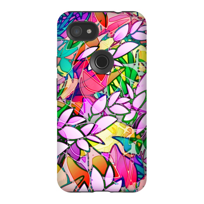 Pixel 3AXL StrongFit Grunge Art Floral Abstract G130  by Medusa GraphicArt