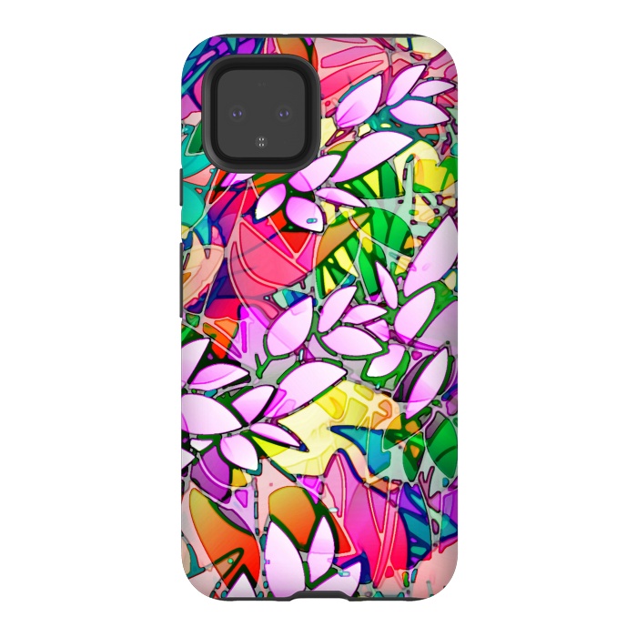 Pixel 4 StrongFit Grunge Art Floral Abstract G130  by Medusa GraphicArt