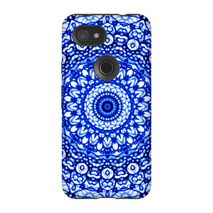 Pixel 3A StrongFit Blue Mandala Mehndi Style G403  by Medusa GraphicArt