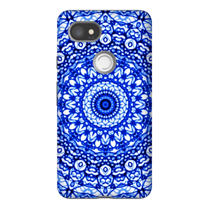 Pixel 2XL StrongFit Blue Mandala Mehndi Style G403  by Medusa GraphicArt