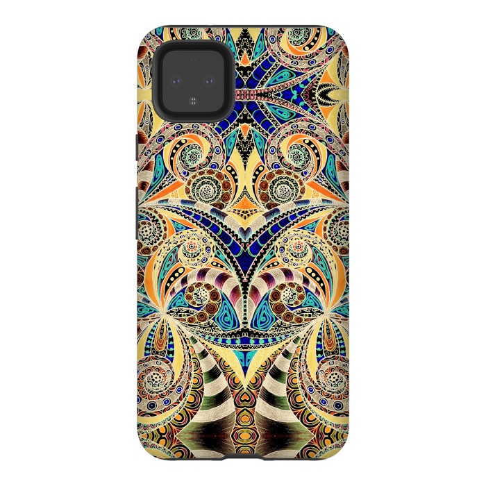 Pixel 4XL StrongFit Drawing Floral Zentangle G240 by Medusa GraphicArt