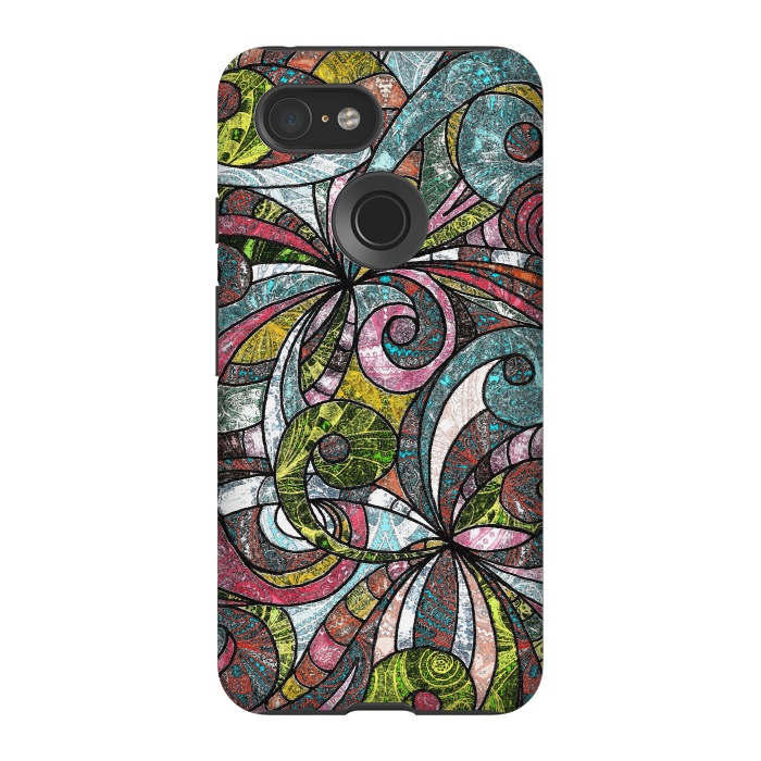 Pixel 3 StrongFit Drawing Floral Zentangle G203 by Medusa GraphicArt