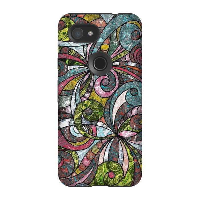 Pixel 3A StrongFit Drawing Floral Zentangle G203 by Medusa GraphicArt