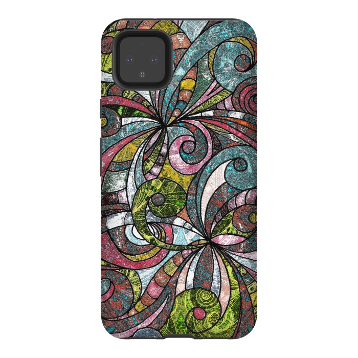 Pixel 4XL StrongFit Drawing Floral Zentangle G203 by Medusa GraphicArt
