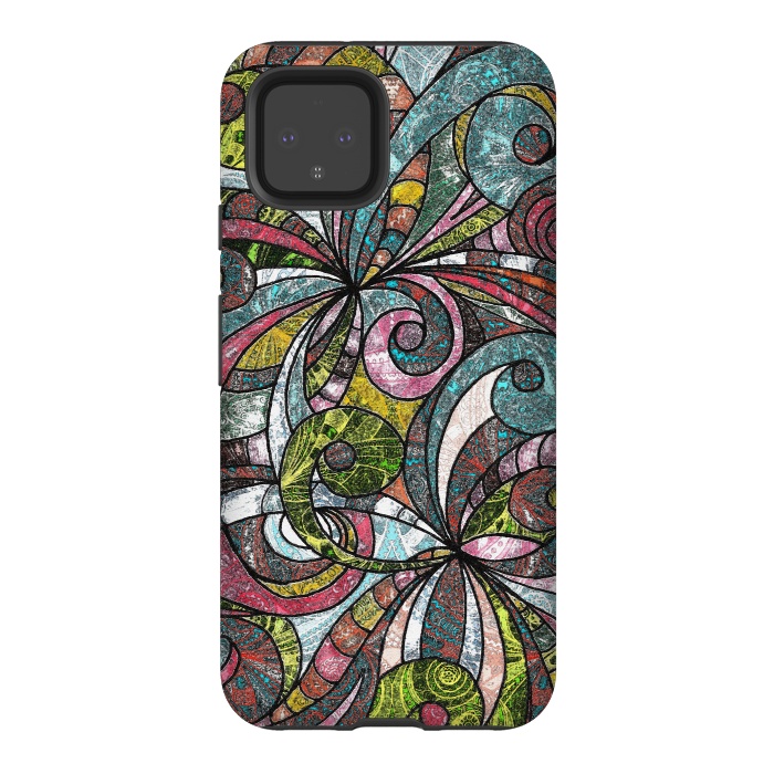 Pixel 4 StrongFit Drawing Floral Zentangle G203 by Medusa GraphicArt