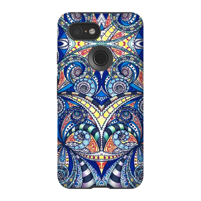 Pixel 3 StrongFit Drawing Floral Zentangle G7B by Medusa GraphicArt