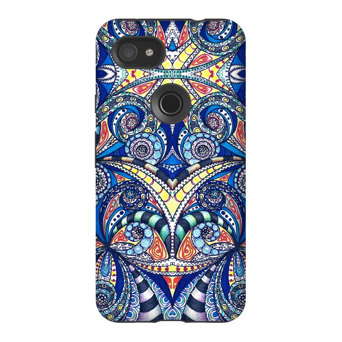 Pixel 3AXL StrongFit Drawing Floral Zentangle G7B by Medusa GraphicArt