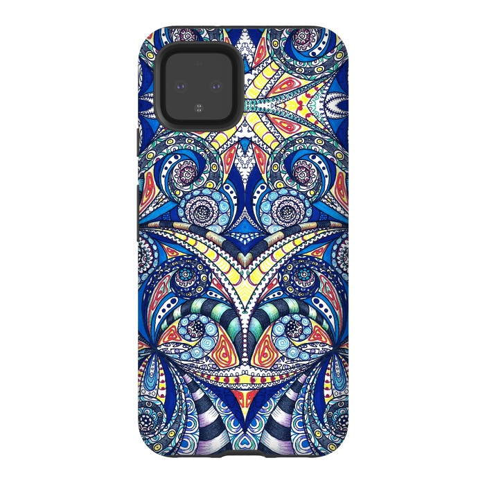 Pixel 4 StrongFit Drawing Floral Zentangle G7B by Medusa GraphicArt