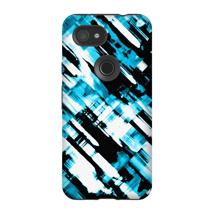 Pixel 3A StrongFit Hot blue and black digital art G253 by Medusa GraphicArt